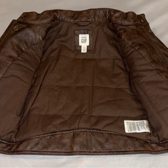 Baby GAP Faux Leather Moto Bomber Jacket Toddler Brown Sz 2 Years - Picture 10 of 15
